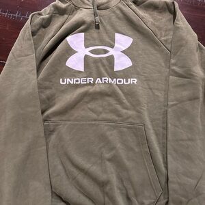 Under Armour Dark Olive Pullover Hoodie with Light Logo NWOT